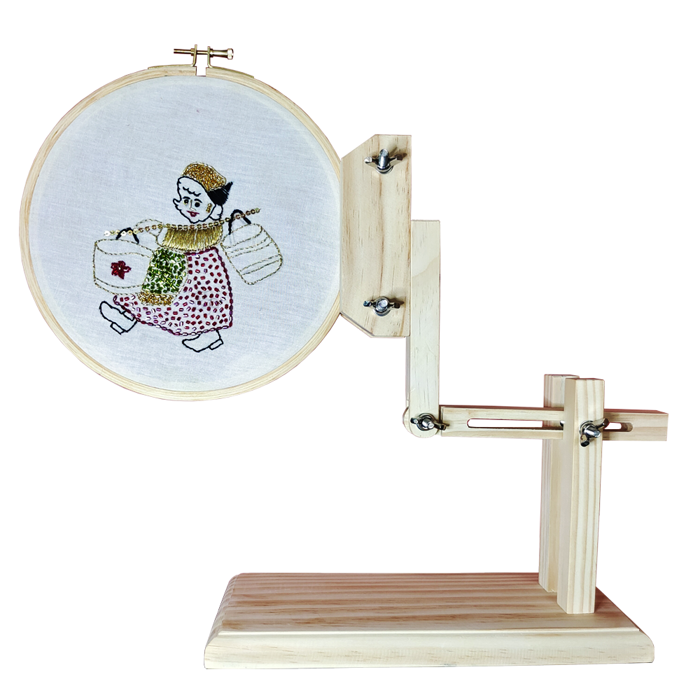 Wooden Embroidery Lap Adjustable Hoop & Frame Holder Stand-1 Set 3 Pieces 